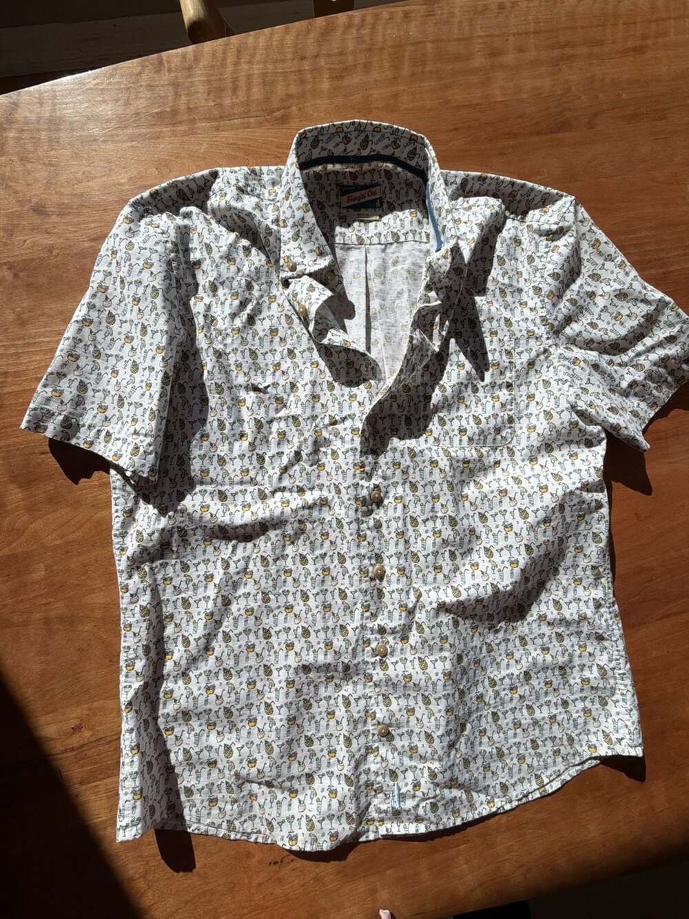 Johnnie-O Hangin' Out Cocktail Print Short Sleeve Button Down Shirt Medium